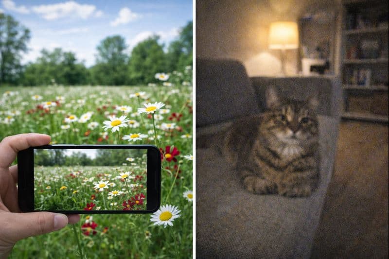 Dlaczego telefon robi dobre zdjęcia na zewnątrz, a słabe w domu